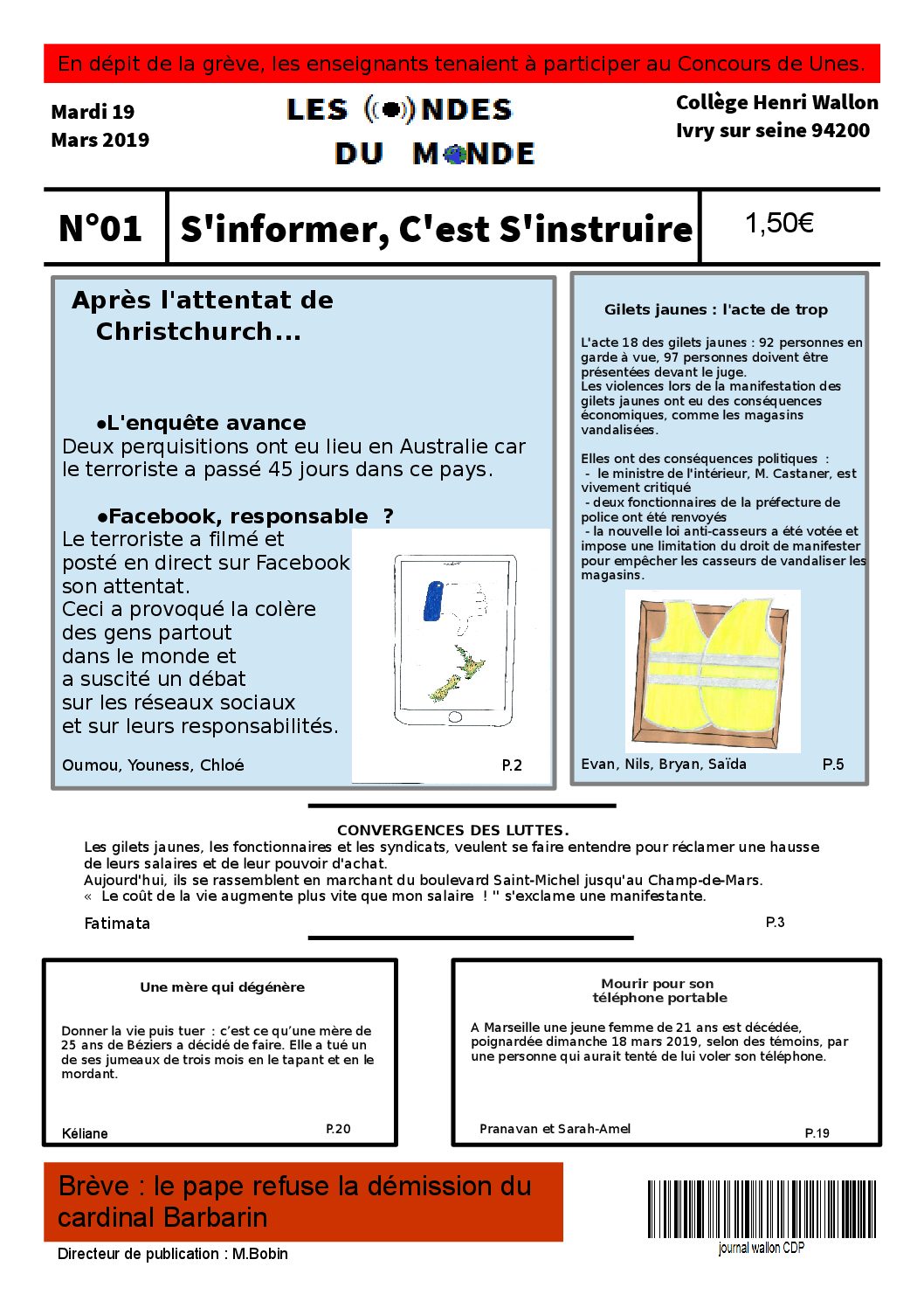 La Une des 4eme coup de pouce