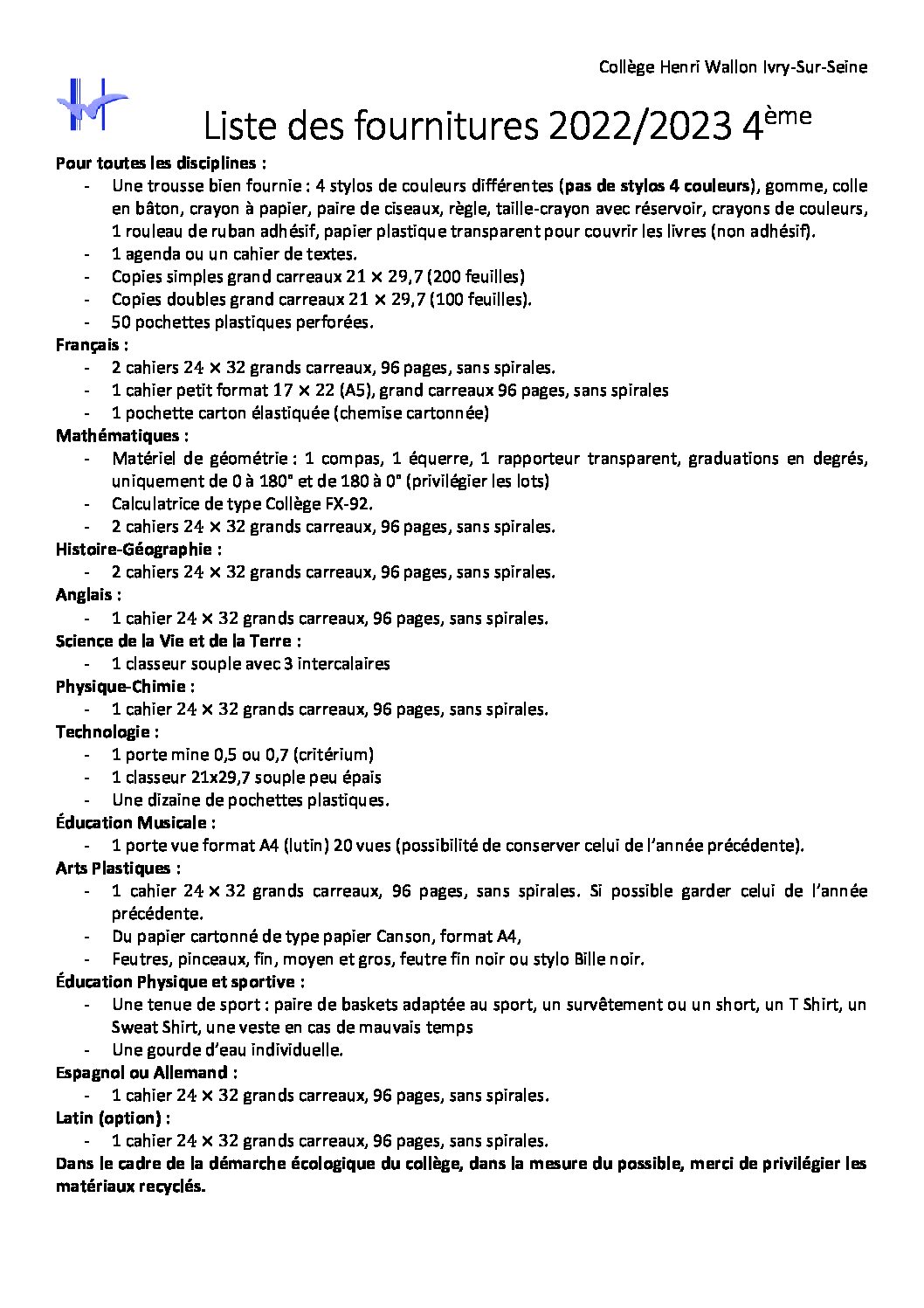 Rentrée scolaire 2022 : les listes de fournitures.